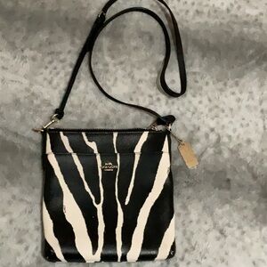 Coach Faux Leather Black & White Crossbody Bag